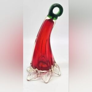 Vintage Murano red glass flower.